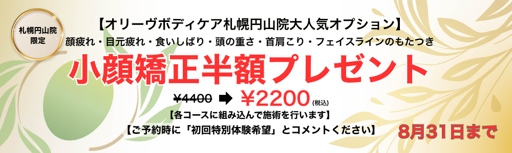 初めてキャンペーン:小顔矯正半額プレゼント